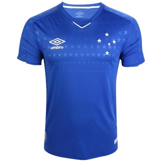 Camisa Umbro Cruzeiro Oficial I 2019 Masculina - Azul Royal+Branco Menor preço em Camisa Umbro Cruzeiro Oficial I 2019 Masculina - Azul Royal+Branco