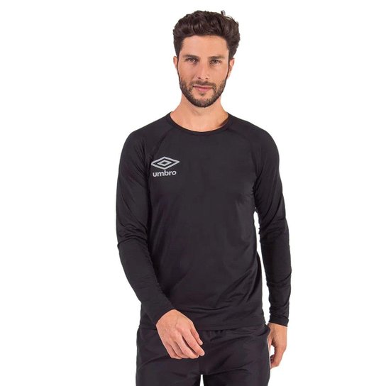 Camisa Umbro Diamond Basic Manga Longa Masculina - Preto Menor preço em Camisa Umbro Diamond Basic Manga Longa Masculina - Preto