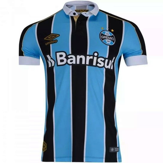 Camisa Umbro Grêmio Oficial I 2019 Masculina - Azul+Preto Menor preço em Camisa Umbro Grêmio Oficial I 2019 Masculina - Azul+Preto