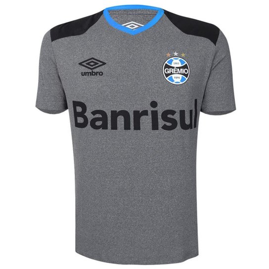 Camisa Umbro Masculina Grêmio Aquecimento 2016 - Grafite+Azul Menor preço em Camisa Umbro Masculina Grêmio Aquecimento 2016 - Grafite+Azul