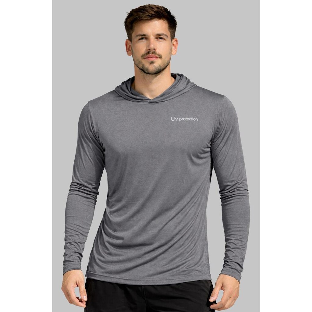 Camisa Uv Proteção Solar Masculina Com Capuz Manga Longa