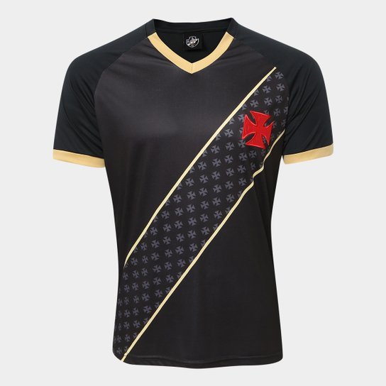 Camisa Vasco 2015 s/n° Masculina - Preto+Dourado Menor preço em Camisa Vasco 2015 s/n° Masculina - Preto+Dourado
