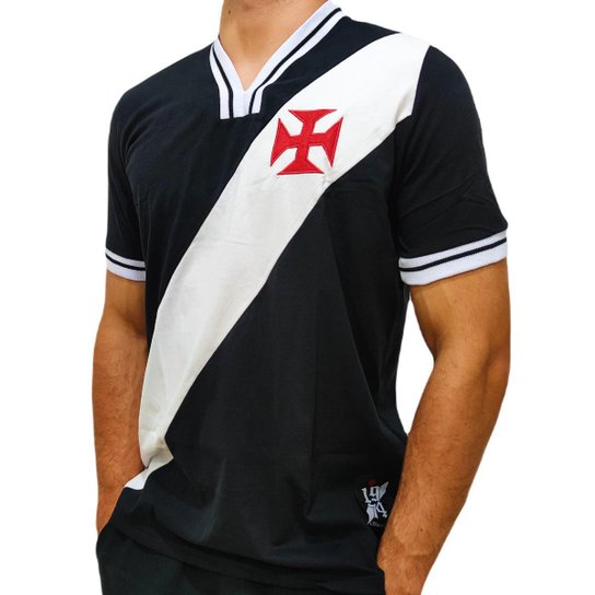 Camisa Vasco da Gama Retro 1974 - Masculino - Preto Menor preço em Camisa Vasco da Gama Retro 1974 - Masculino - Preto