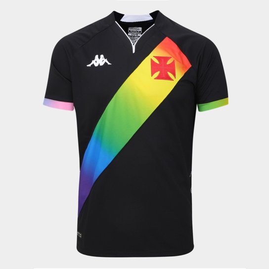 Camisa Vasco I 23/24 Jogador LGBTQIA+ Kappa Masculina - Preto+Branco Menor preço em Camisa Vasco I 23/24 Jogador LGBTQIA+ Kappa Masculina - Preto+Branco