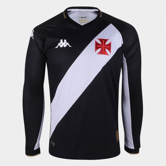 Camisa Vasco I 23/24 s/n° Jogador Kappa Manga Longa Masculina - Preto+Branco Menor preço em Camisa Vasco I 23/24 s/n° Jogador Kappa Manga Longa Masculina - Preto+Branco