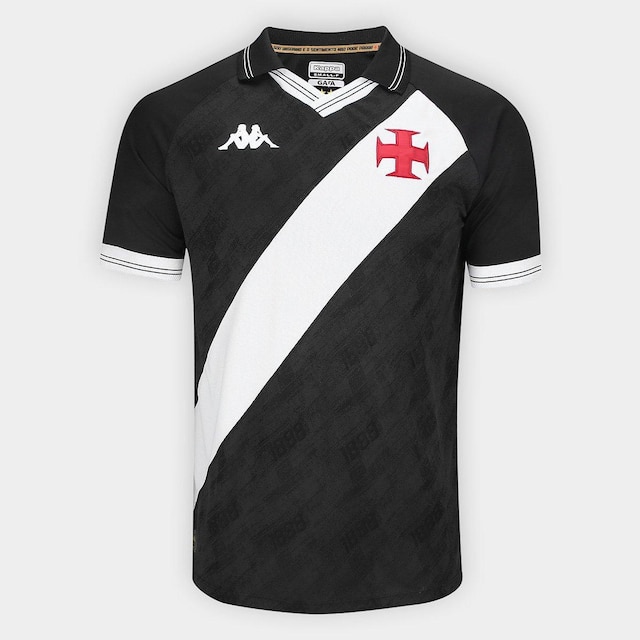 Camisa Vasco I 25/26 s/n Jogador Kappa Masculino - Preto+Branco