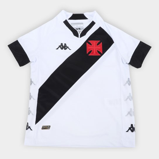 Camisa Vasco Juvenil II 22/23 s/n° Torcedor Kappa - Branco+Preto Menor preço em Camisa Vasco Juvenil II 22/23 s/n° Torcedor Kappa - Branco+Preto