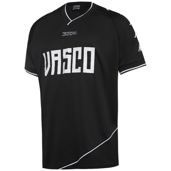 Camisa Vasco Kappa Caravela Preta e Branca Masculina - Preto Menor preço em Camisa Vasco Kappa Caravela Preta e Branca Masculina - Preto