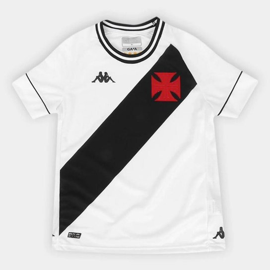 Camisa Vasco Kombat I Player Home 2020 Kappa - Juvenil Branca - Preto+Branco Menor preço em Camisa Vasco Kombat I Player Home 2020 Kappa - Juvenil Branca - Preto+Branco