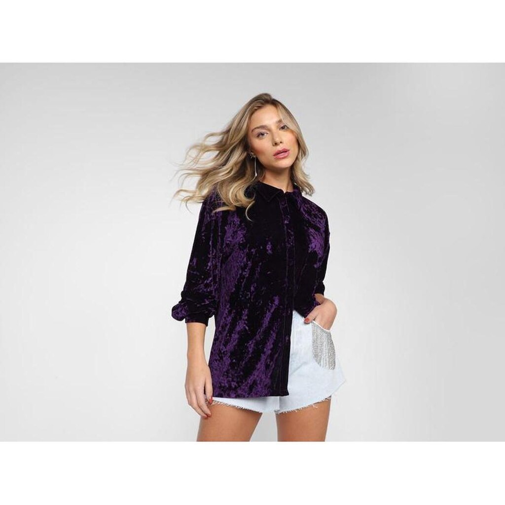 Camisa Vista   Alongada Veludo