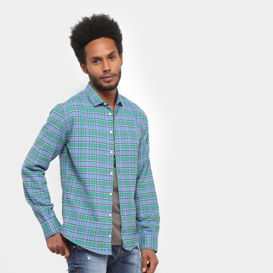 Camisa Xadrez Manga Longa Colcci Slim Masculina Verde Netshoes