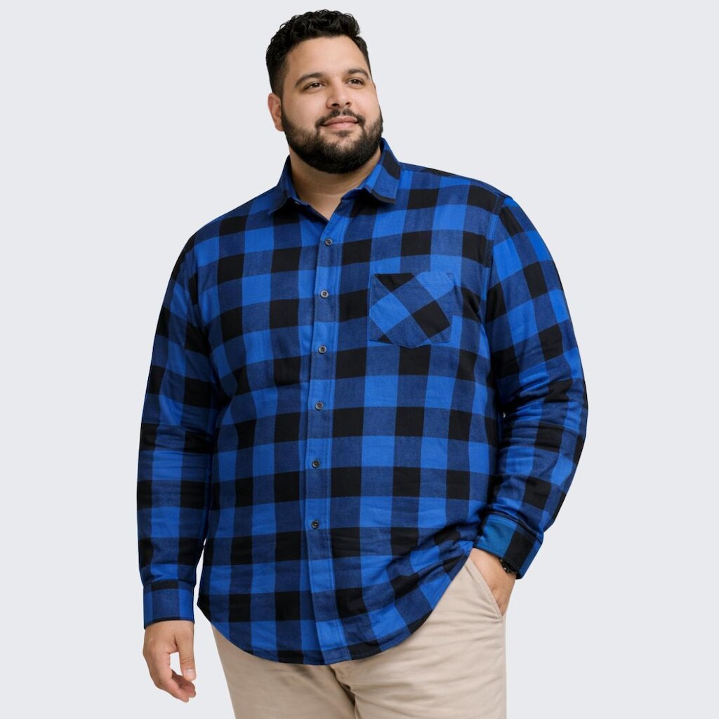 Camisa Xadrez Plus Size Masculina Manga Longa Flanelada