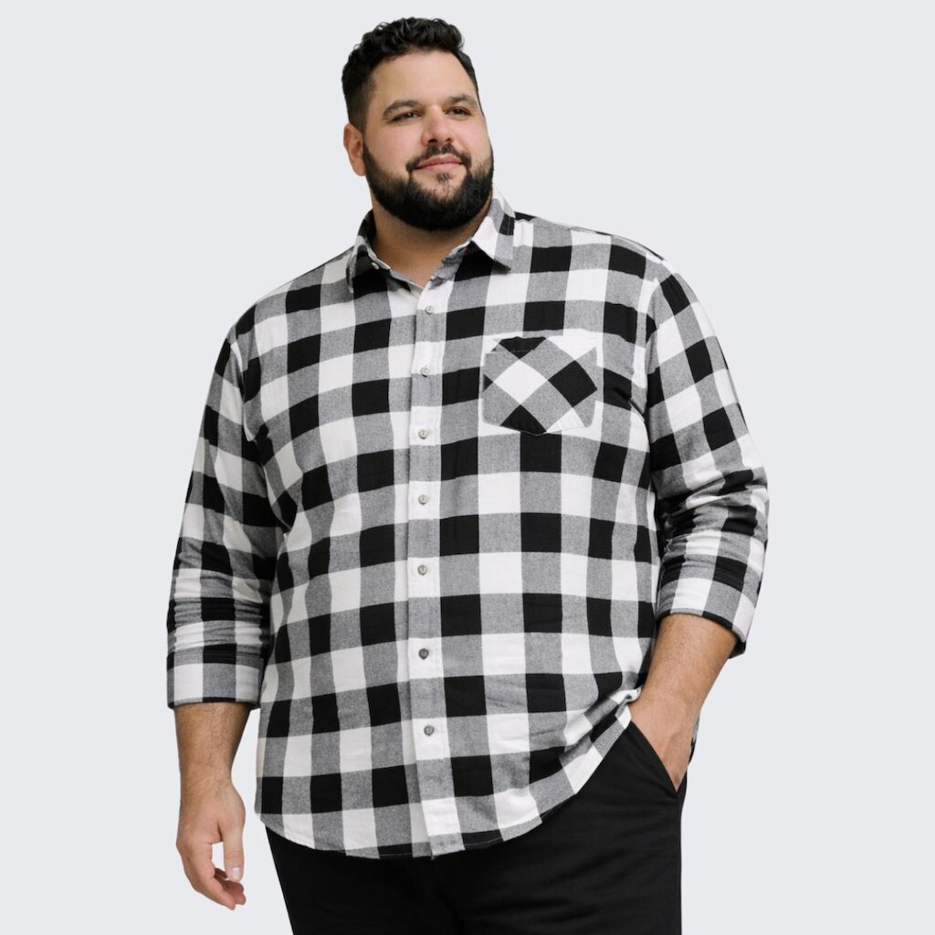 Camisa Xadrez Plus Size Masculina Manga Longa Flanelada