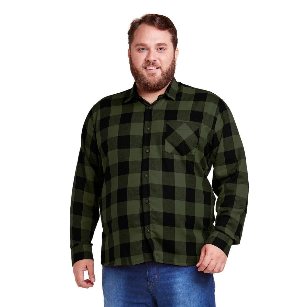Camisa Xadrez Plus Size Masculino Flanelado Manga Longa Menor preço em Camisa Xadrez Plus Size Masculino Flanelado Manga Longa