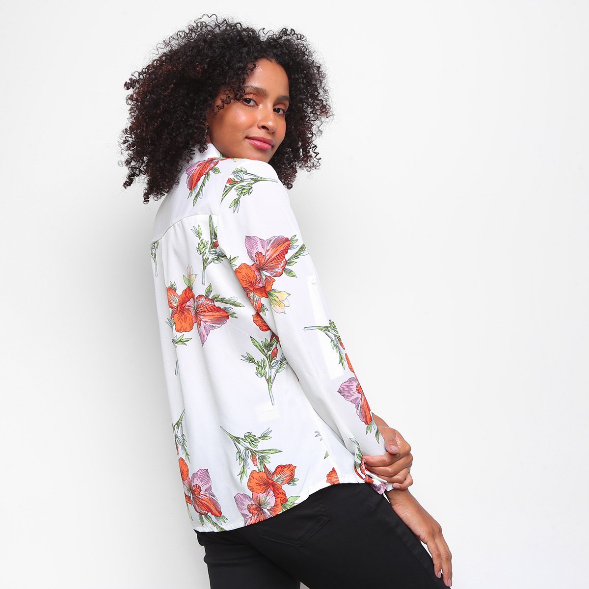 Camisa Yilang Estampada Manga Longa Feminina - 1