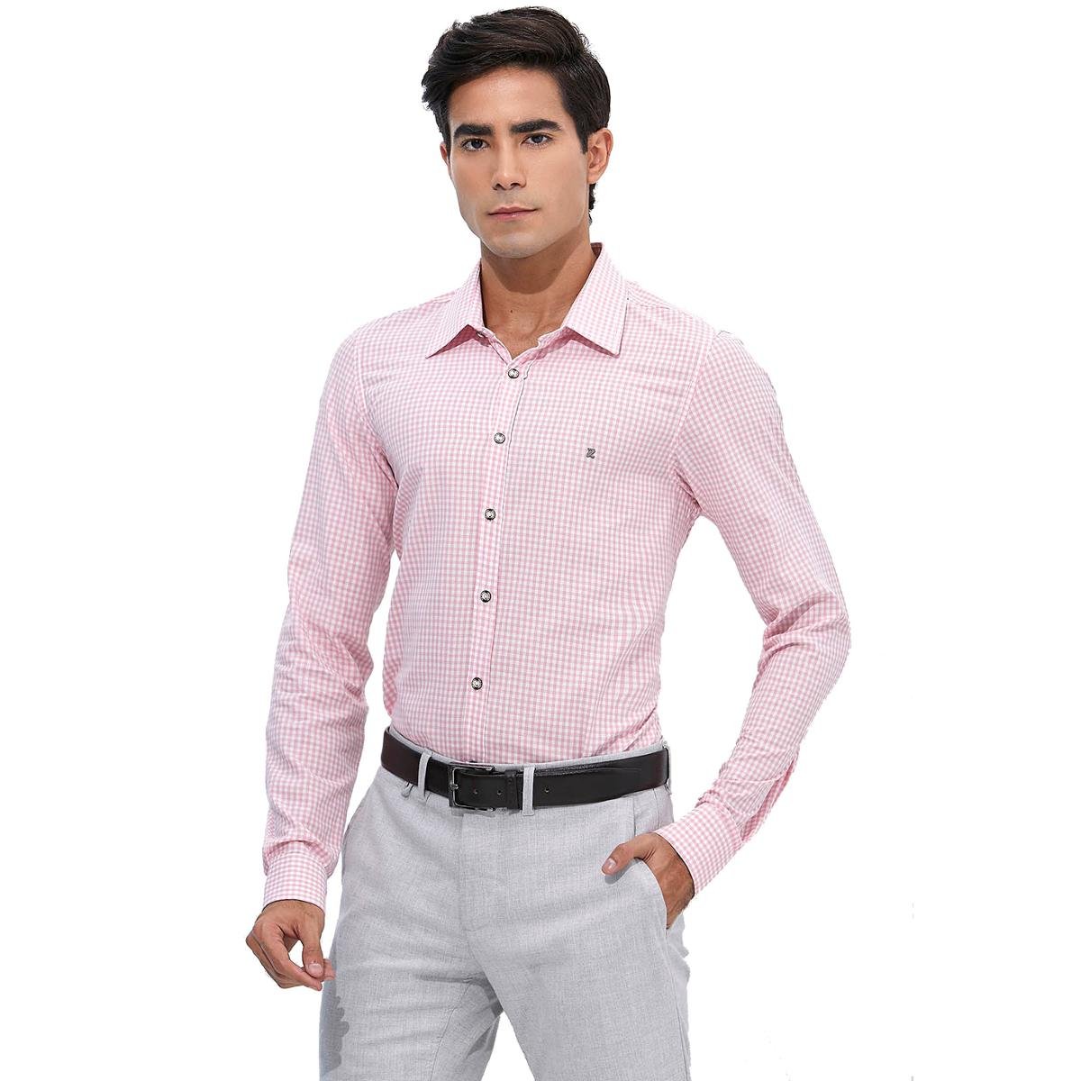 camisa xadrez rosa masculina