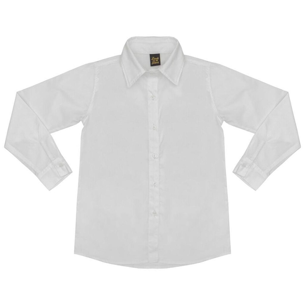 Camisão Juvenil Look Jeans Manga Longa Branco - BRANCO - 12