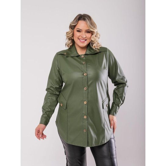 Camisa/Parka Couro Sintético plus size