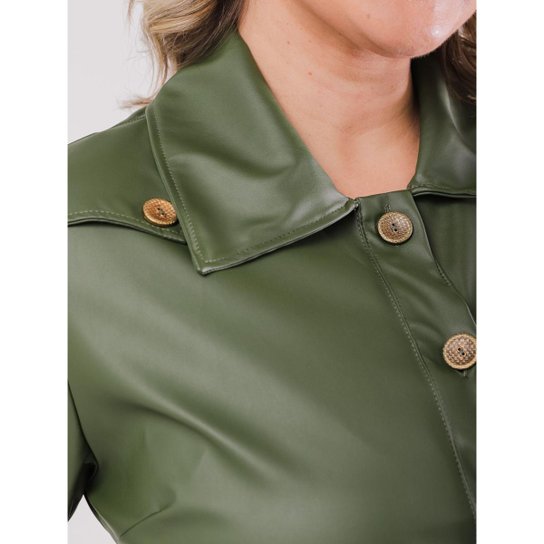 Camisa/Parka Couro Sintético plus size