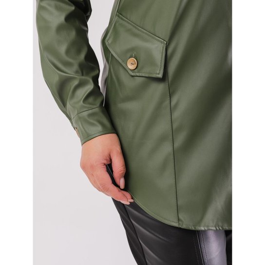 Camisa/Parka Couro Sintético plus size