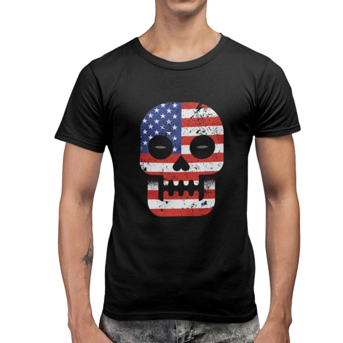 Camiseta 100% Algodão Masculina Estampada Caveira América