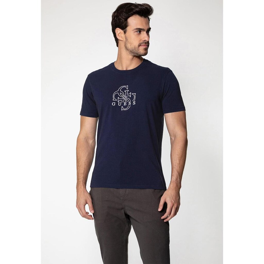 Camiseta 4G Bordado Azul Escuro