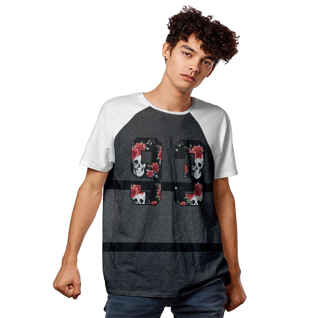Camiseta 93  Cinza  Brooklyn  Style Raglan