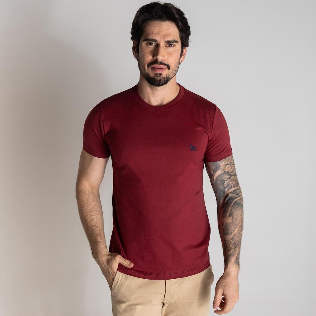 Camiseta Acostamento Casual Bordô