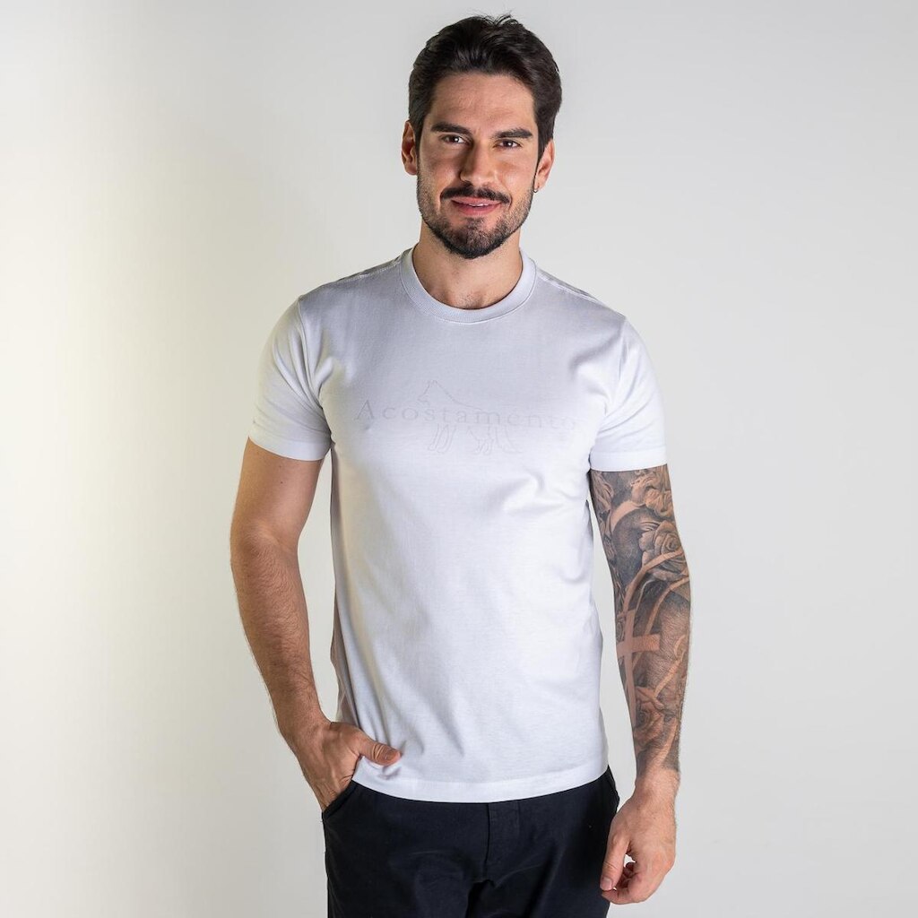 Camiseta Acostamento Casual Wolf Branca