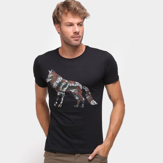 Camiseta Acostamento Estampada Manga Curta Masculina - Preto Menor preço em Camiseta Acostamento Estampada Manga Curta Masculina - Preto