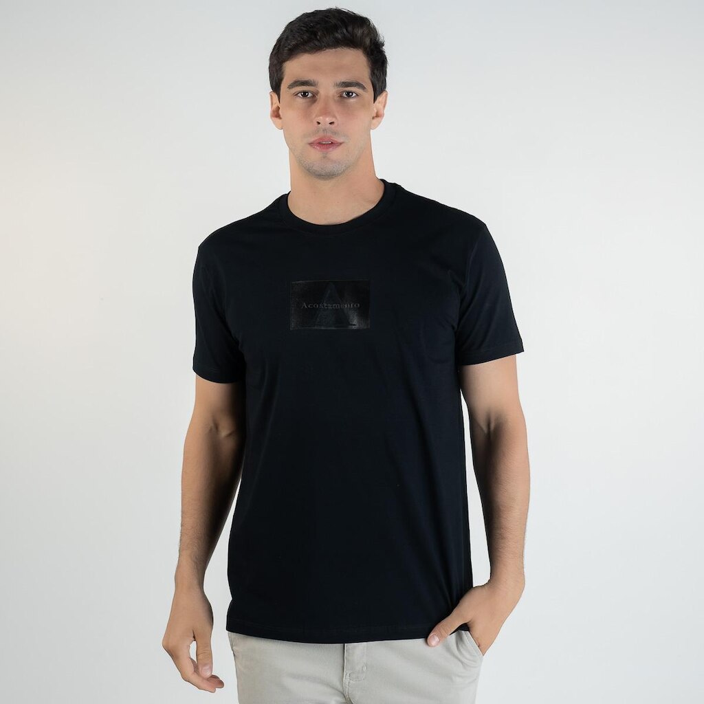Camiseta Acostamento Letter Central Preta