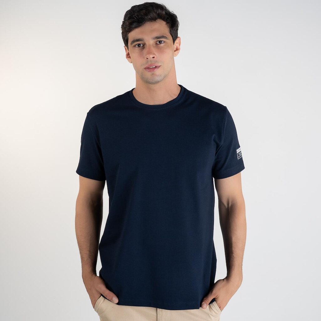 Camiseta Acostamento Texturizada Azul Marinho