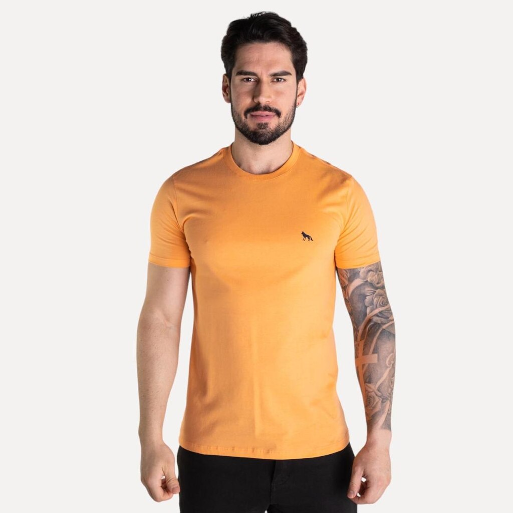Camiseta Acostamento Wolf Casual Laranja