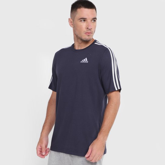 Camiseta Adidas 3 Listras - Marinho Menor preço em Camiseta Adidas 3 Listras - Marinho