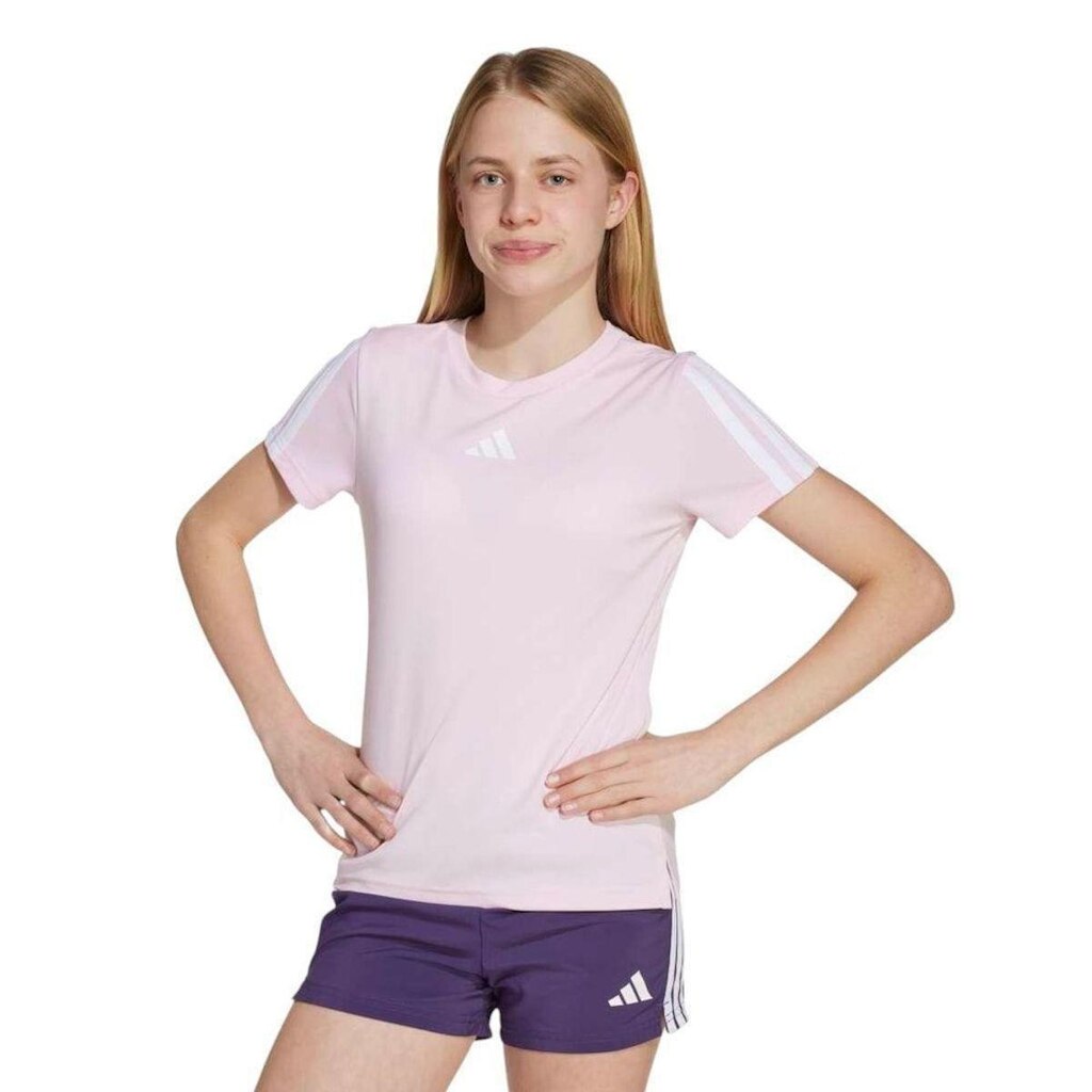 Camiseta Adidas 3 Stripes Infantil - Rosa 7-8