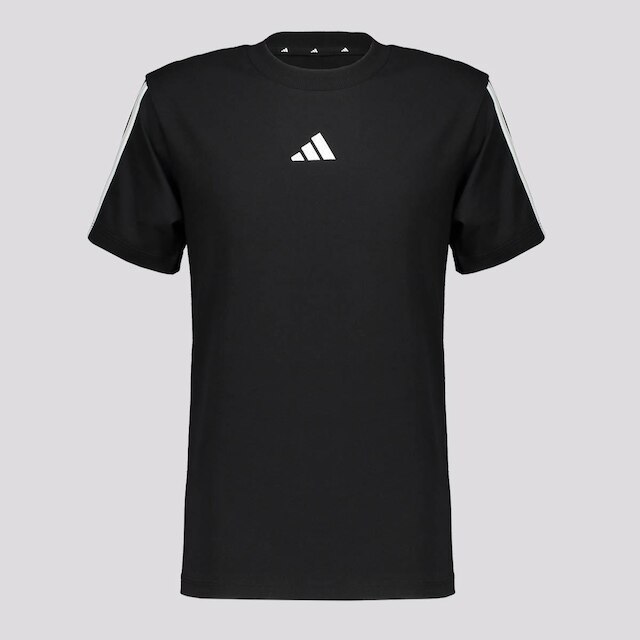 Camiseta Adidas 3 Stripes Juvenil Preta