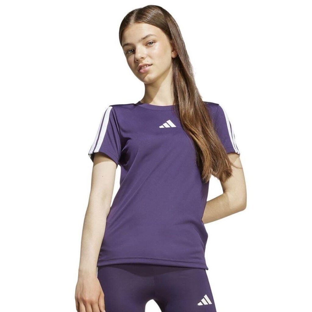 Camiseta Adidas 3 Stripes Juvenil - Roxo 13-14
