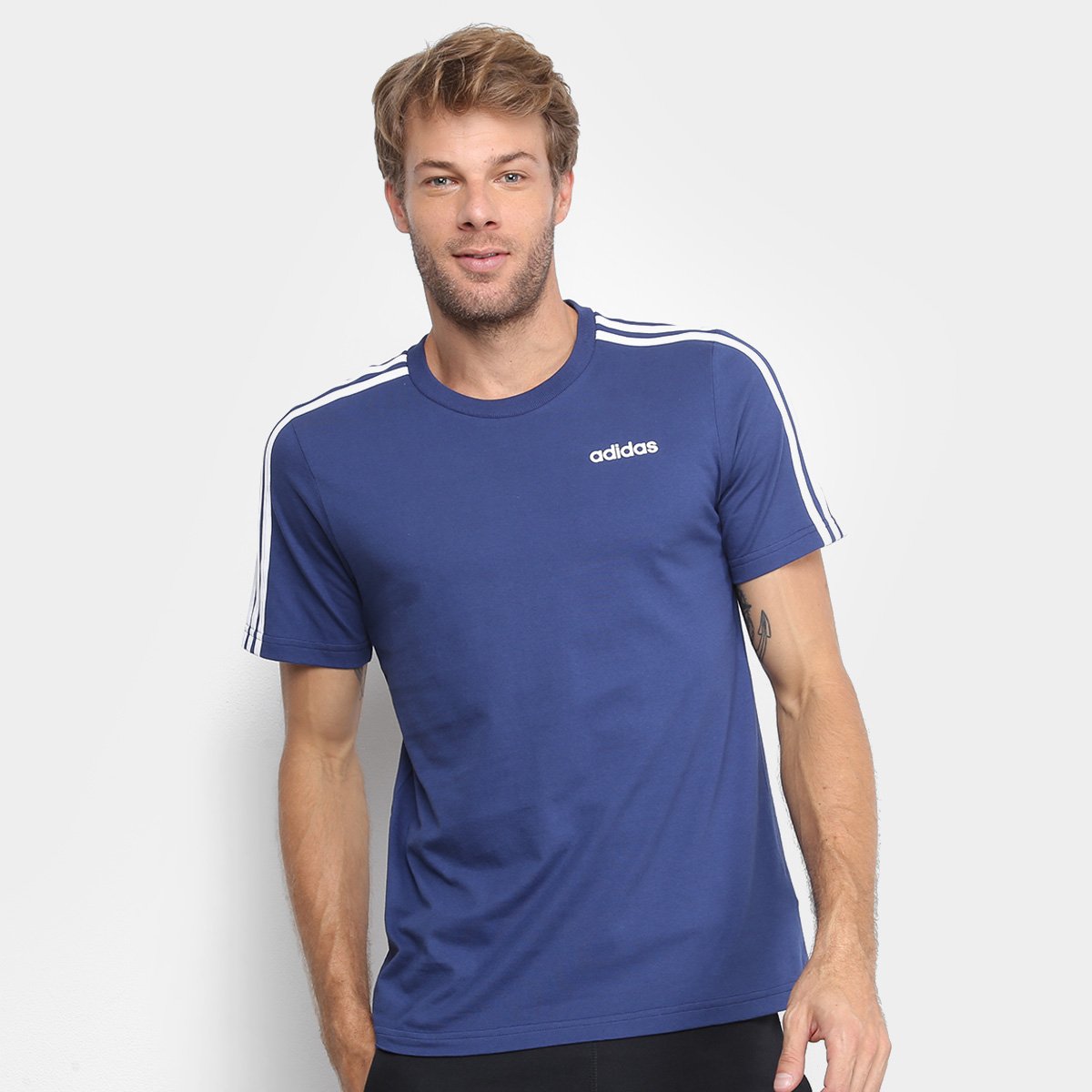 camiseta 3 stripes adidas azul