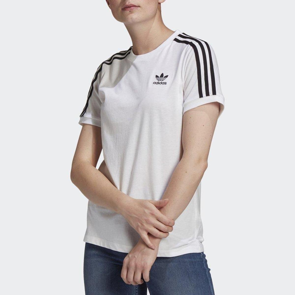 camiseta adidas originals 3 stripes feminino