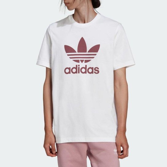 Camiseta Adidas Adicolor Classics Trefoil - Unissex - Branco+Vinho Menor preço em Camiseta Adidas Adicolor Classics Trefoil - Unissex - Branco+Vinho