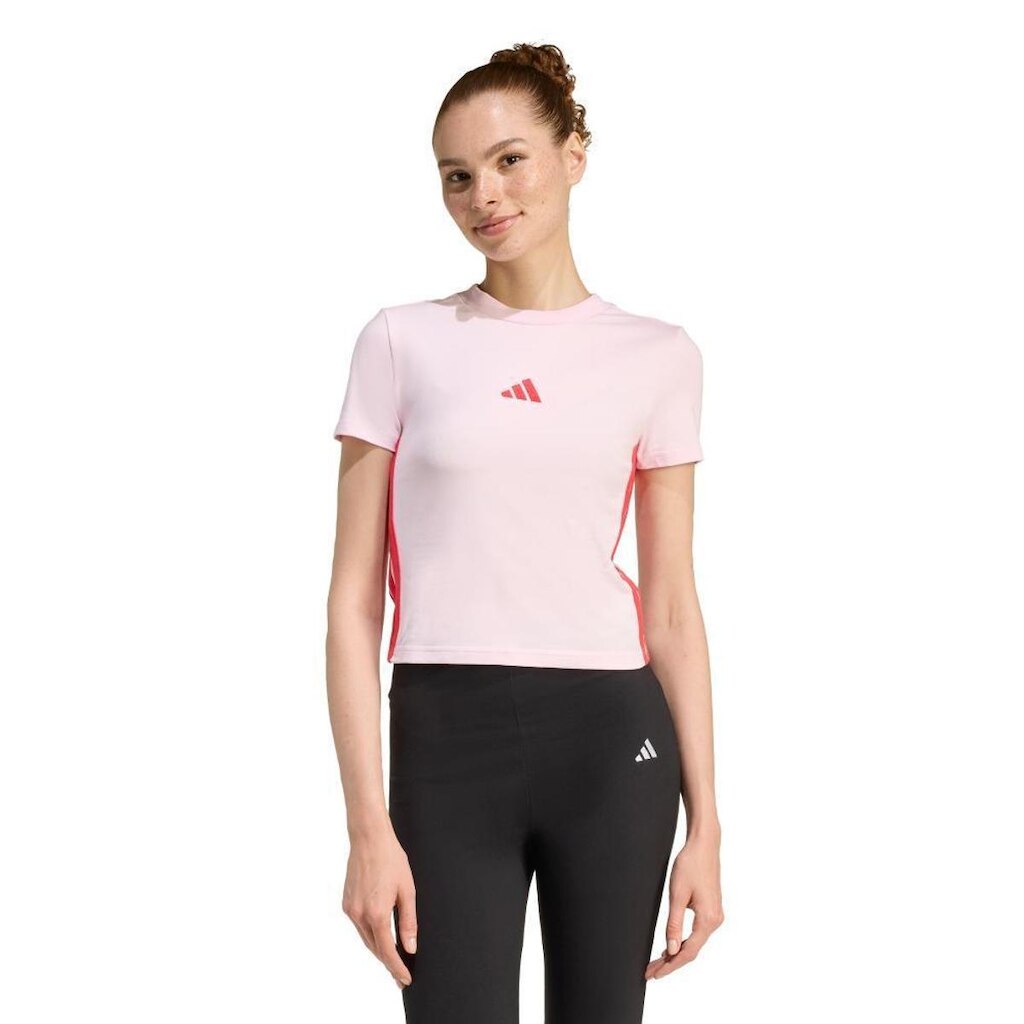 Camiseta Adidas Baby Look Essentials Três Listras Slim