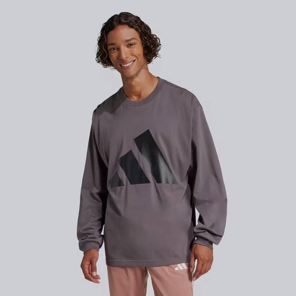 Camiseta Adidas Big Logo Manga Longa Cinza