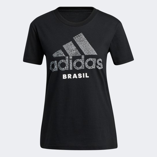 Camiseta Adidas Brasil Feminina - Preto Menor preço em Camiseta Adidas Brasil Feminina - Preto