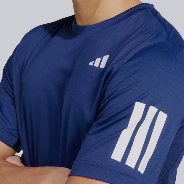 Camiseta Adidas Club 3 Stripes Azul Marinho