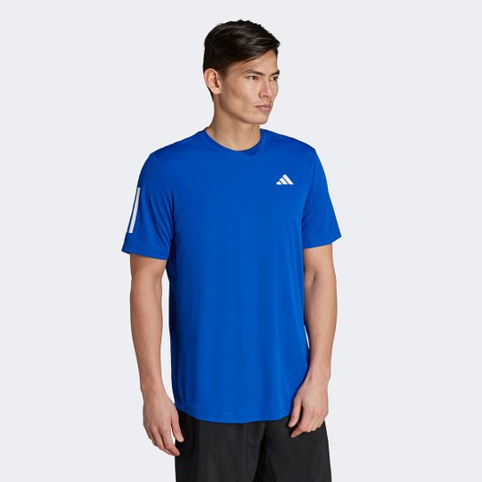 Camiseta Adidas Club 3 Stripes Masculina - Azul Royal Menor preço em Camiseta Adidas Club 3 Stripes Masculina - Azul Royal