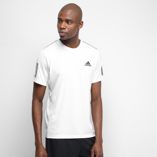 Camiseta Adidas Club 3 Stripes Masculina - Branco+Preto Menor preço em Camiseta Adidas Club 3 Stripes Masculina - Branco+Preto