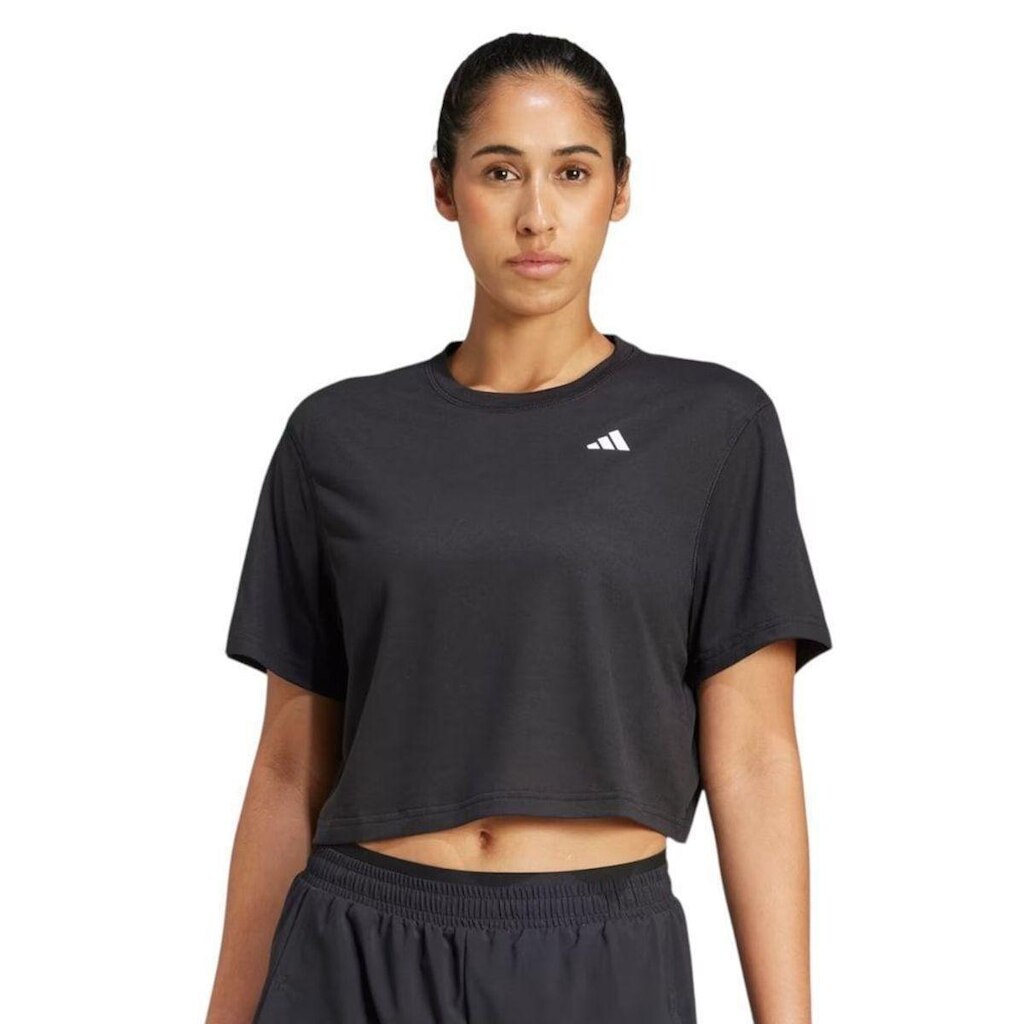 Camiseta Adidas Cropped Boxy Essentials Feminina - Preto PP