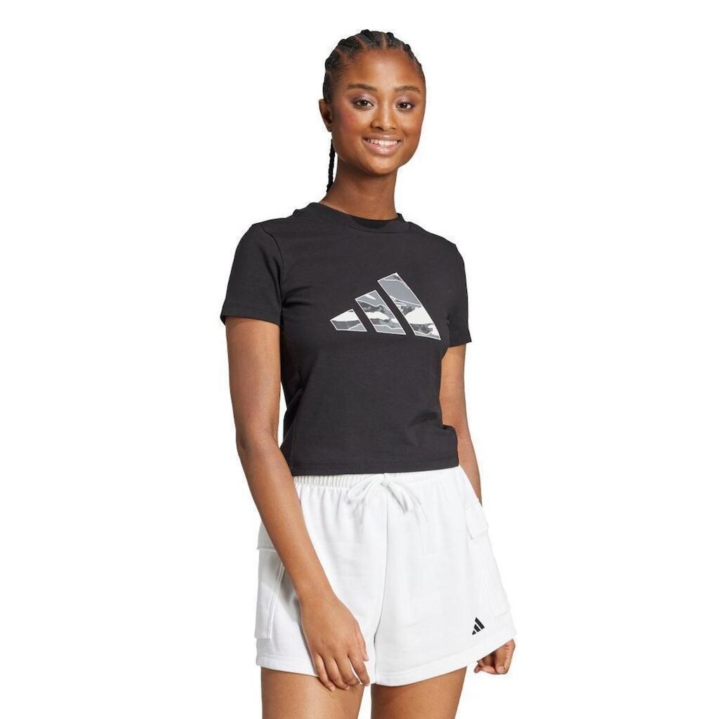 Camiseta Adidas Cropped Camuflada Estampada Feminina