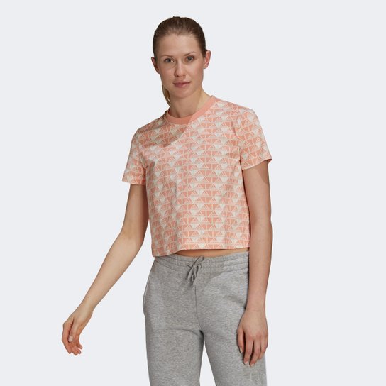 Camiseta Adidas Cropped Favourites Feminina - Off white+Coral é ruim? Camiseta Adidas Cropped Favourites Feminina - Off white+Coral é boa?