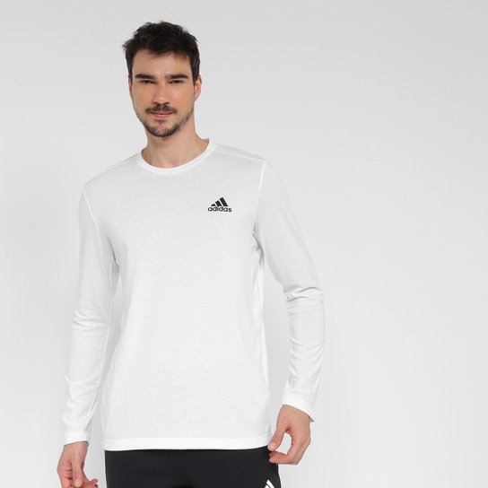 Camiseta Adidas D2M Feelready Manga Longa Masculina - Branco Menor preço em Camiseta Adidas D2M Feelready Manga Longa Masculina - Branco